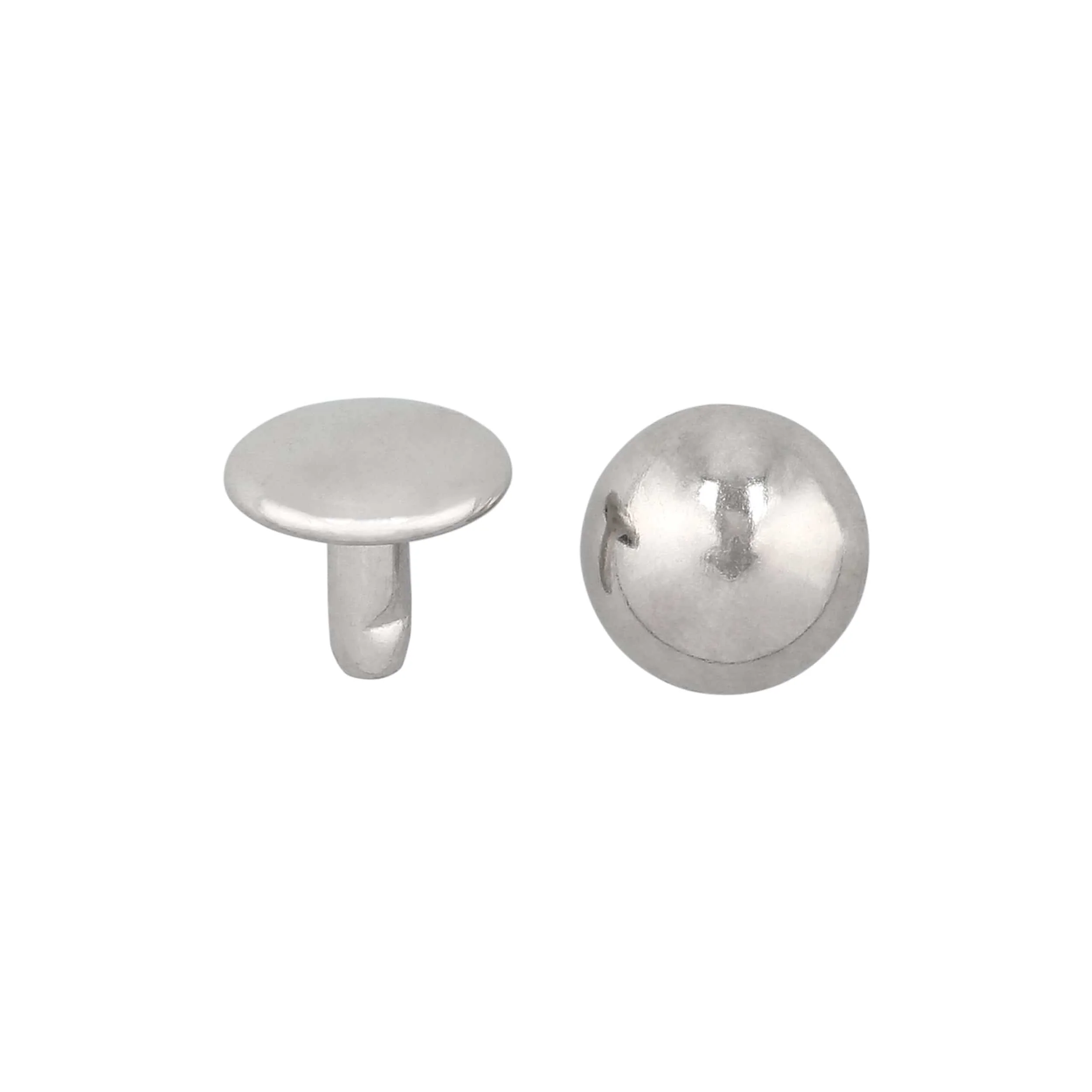 9mm Nickel, Double Cap Domed Rivet, Steel - 12 pk, #A-409-NP