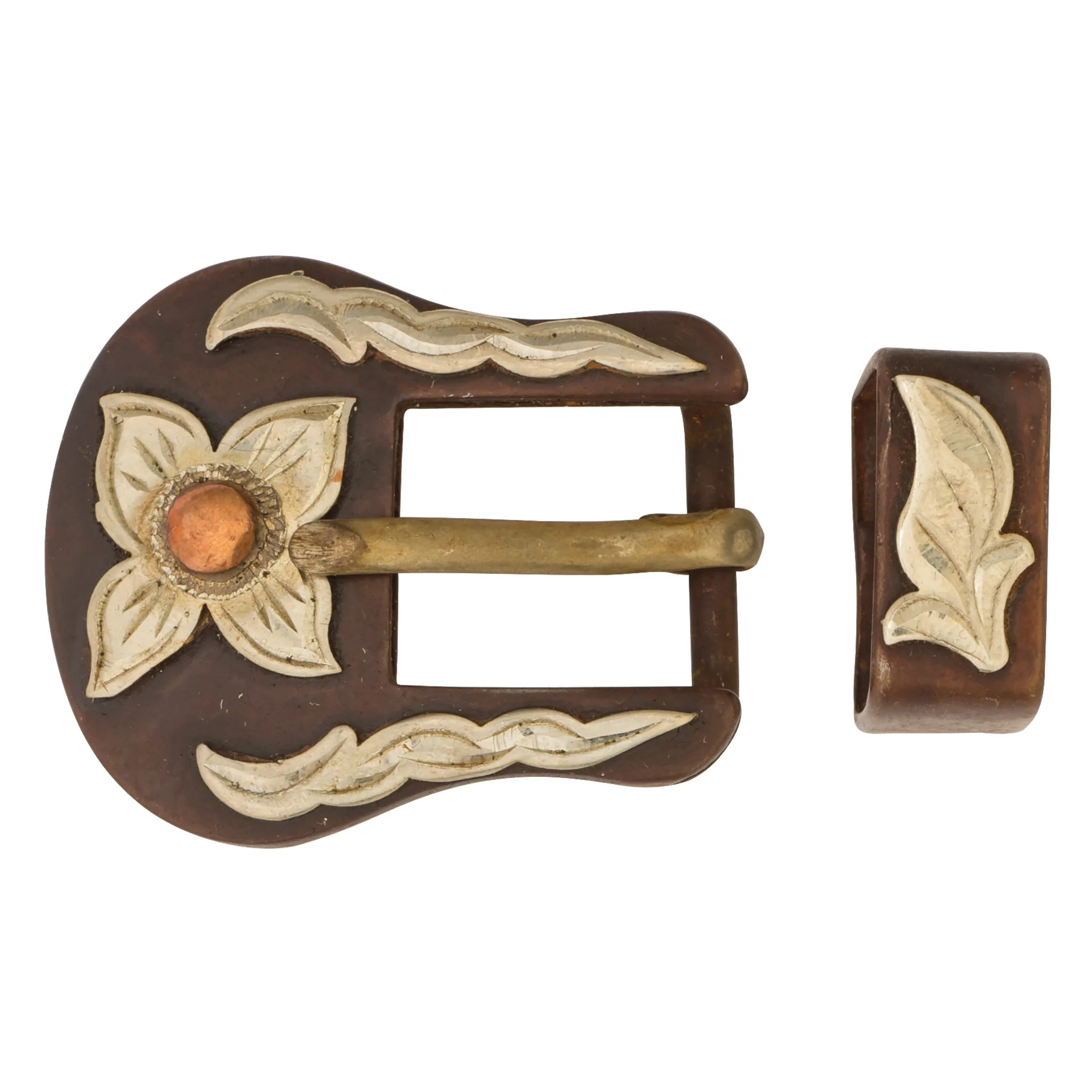 Floral Buckle and Loop Set, Brown Iron, 5/8" 1 7148-floral-buckle-and-loop-set-brown-iron-5-8–1.webp