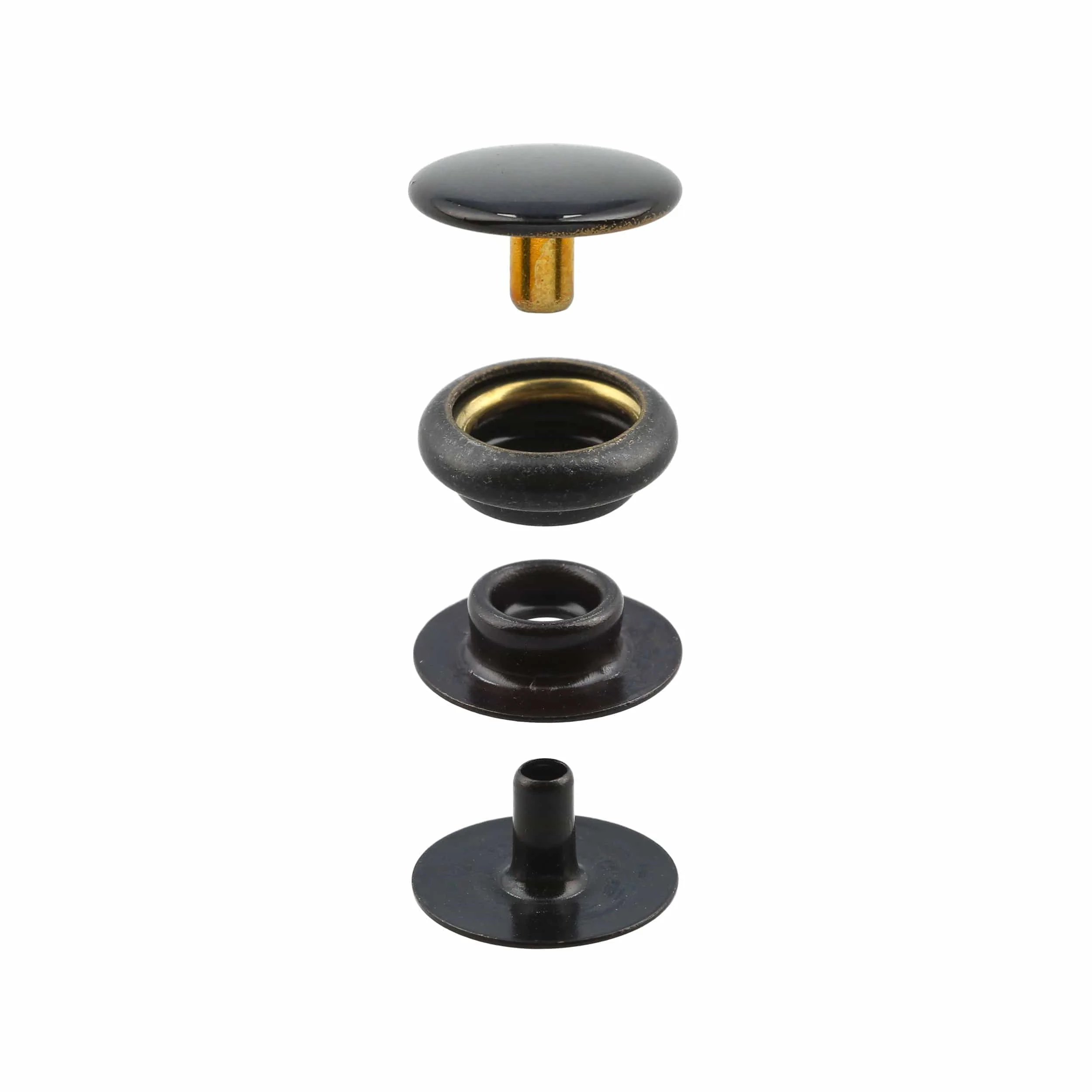 Line 20 Snap Set Glossy Black, Solid Brass (Pack of 10 Sets Complete), #WF-022