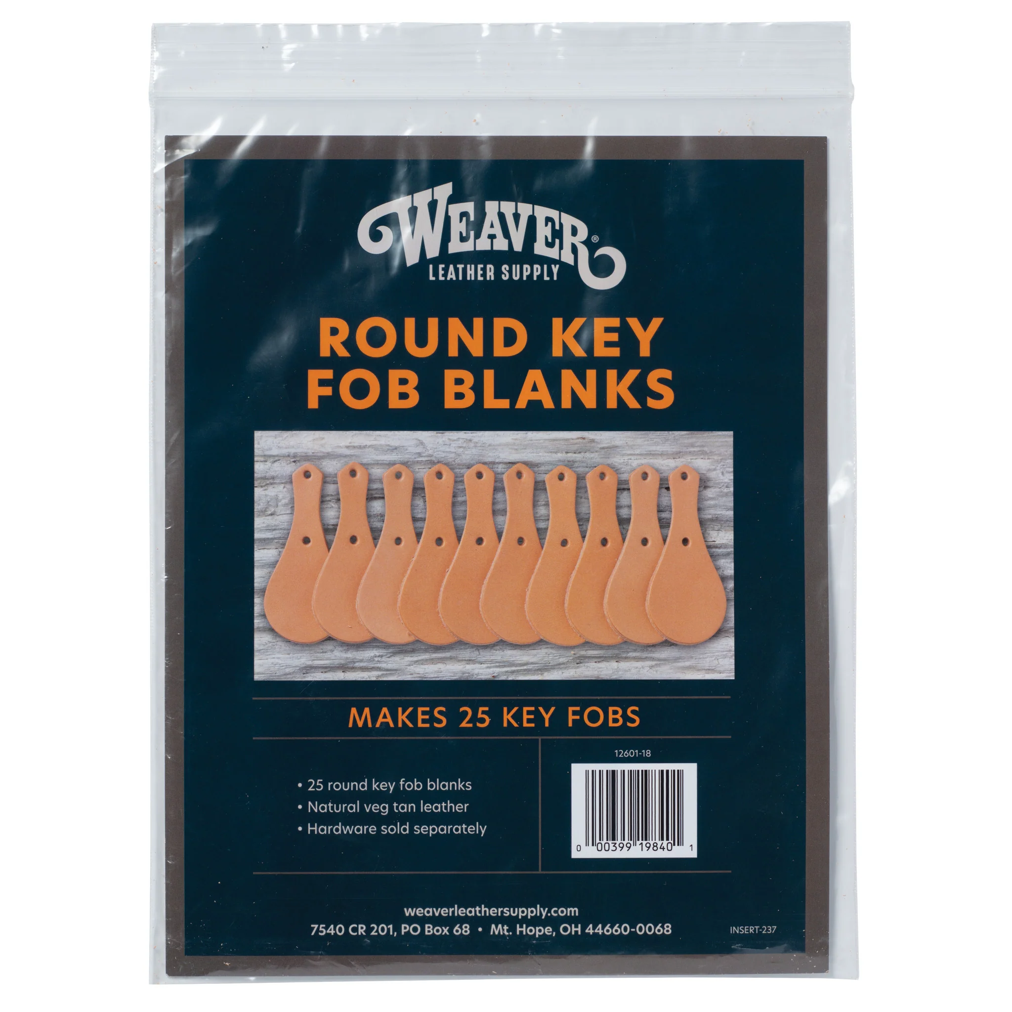 Round Key Fob Leather Pieces, 25 pk